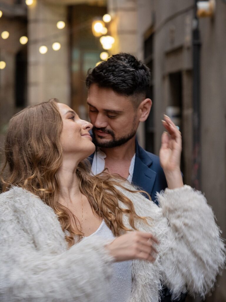 Moments tendres, durant el reportatge de casament